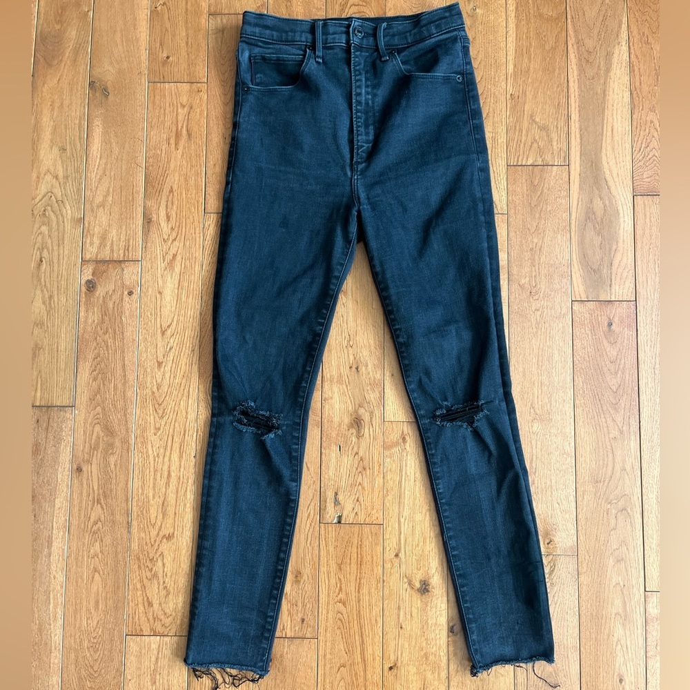 Abercrombie & Fitch Ultra High Rise Super Skinny Distressed Black Jeans - Picture 3 of 5